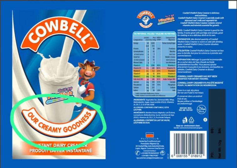 An Image of Genuine Cowbell 12g sachet milk.